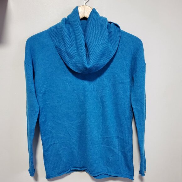 CYNTHIA ROWLEY Merino Wool Knit Turtleneck Sweater Lightweight Blue Women's XS - Picture 2 of 11